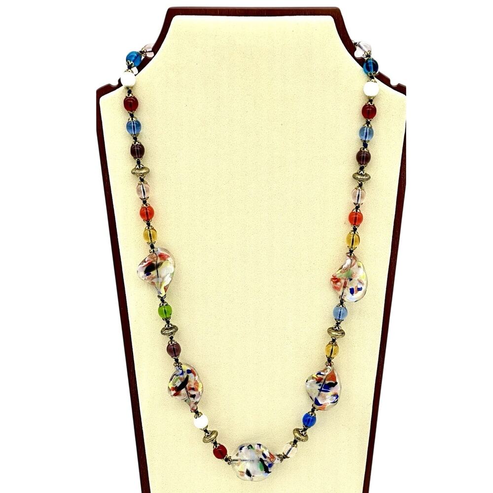 Vintage Murano Glass Millefiori Rare Necklace Multi Color